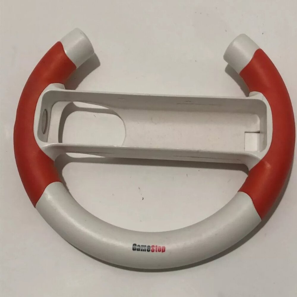Gamestop Wii Remote Racing Steering Wheel Red White, Preowned